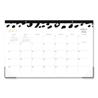 Blue Sky® Ashley G Leopard Academic Monthly Desk Pad Calendar, 17 x 11, White Sheets, Clear Corners, 12-Month (July to June): 2026-2027