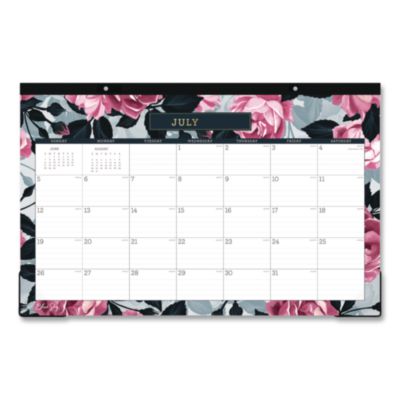 Blue Sky® Roosevelt Pink Academic Monthly Desk Pad Calendar, 17 x 11, White Sheets, Clear Corners, 12-Month: (July to June): 2026-2027