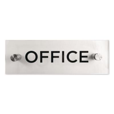 COSCO Indoor Wall Sign Indoor Wall Sign, OFFICE, 9 x 3, Clear/Black
