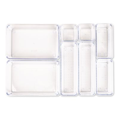 Mind Reader Plastic Drawer Organizer Set Plastic Drawer Organizer Set, 8 Compartments, Clear