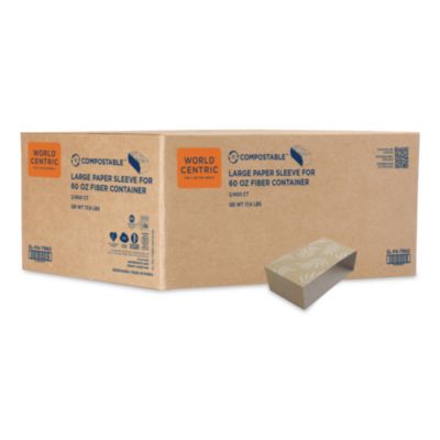 Fiber Container Sleeves, World Centric Leaf Design, 7.5 x 10 x 3.25, Natural, Paper, 800/Carton