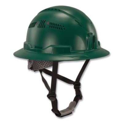 ergodyne® Skullerz 8964-MIPS Full Brim Safety Helmet with MIPS Protection - Type 2, Class C, Vented, 6-Point Ratchet Suspension, Green