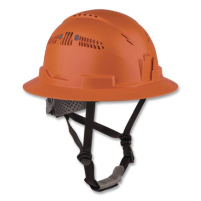 ergodyne® Skullerz 8964 Full Brim Class C Safety Helmet, Vented, 6-Point Ratchet Suspension, (6.5 to 8), Orange