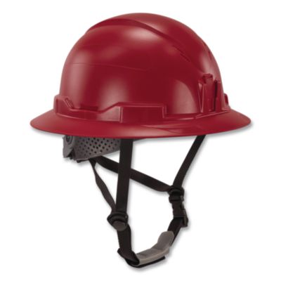 ergodyne® Skullerz 8963-MIPS Full Brim Safety Helmet with MIPS Protection Type 2, Class E, 6-Point Ratchet Suspension, (6.5 to 8), Red
