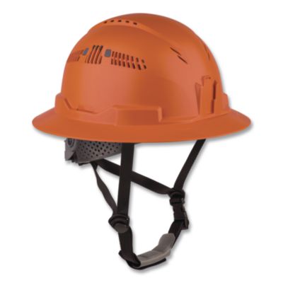 ergodyne® Skullerz 8964-MIPS Full Brim Safety Helmet with MIPS Protection - Type 2, Class C, Vented, 6-Point Ratchet Suspension, Orange