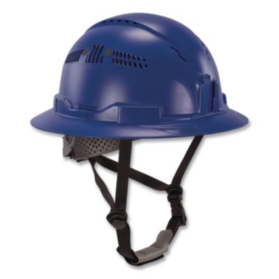 ergodyne® Skullerz 8964-MIPS Full Brim Safety Helmet with MIPS Protection - Type 2, Class C, Vented, 6-Point Ratchet Suspension, Blue