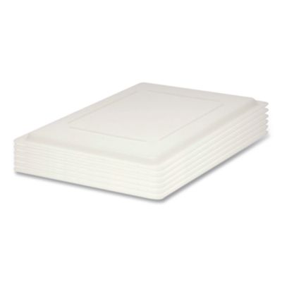 Rubbermaid® Food/Tote Box Lids, 12 x 18 x 1.37, White, 6/Carton