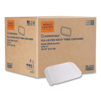 World Centric® PLA Lids for TRSC60 Fiber Containers, 7.8 x 10.2 x 0.5, Clear, Plastic, 400/Carton