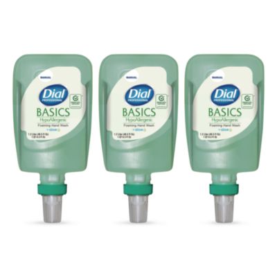 Dial® Basics Hypoallergenic Foaming Hand Wash Refill for FIT Manual Dispenser, Fresh Floral Scent, 1.2 L, 3/Carton