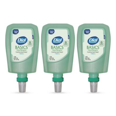 Dial® Basics Hypoallergenic Foaming Hand Wash Refill for FIT Touch Free Dispenser, Fresh Floral Scent, 1 L, 3/Carton