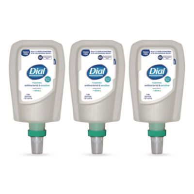 Dial® Antibacterial and Sensitive Foaming Hand Wash Refill for FIT Touch Free Dispenser, Fragrance-Free, 1 L, 3/Carton