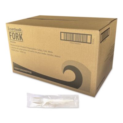 Mediumweight Wrapped Polypropylene Cutlery Fork 5.51" Plastic White 1000/Carton BWKFORKMWPPIW