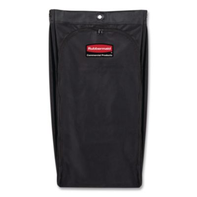 Fabric Cleaning Cart Bag for Rubbermaid Commercial Housekeeping and Janitorial Carts, 30 gal, 10.5 x 16.8 x 33, Black, 4/CT