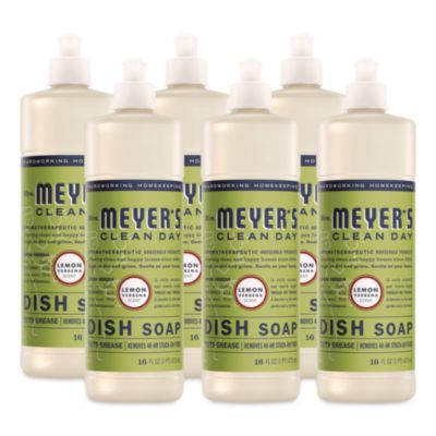 Mrs. Meyer's® Dish Soap, Lemon Scent, 16 oz, Bottle, 6/Carton