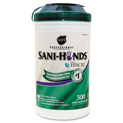 Sani-Hands II Sanitizing Wipes, 7 1/2 x 5 1/2, 300/Canister