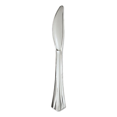 Heavyweight Plastic Knives, Silver, 7 1/2", Reflections Design,
