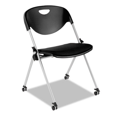SL Series Nesting Stack Chair with Casters, Black, 2/Carton