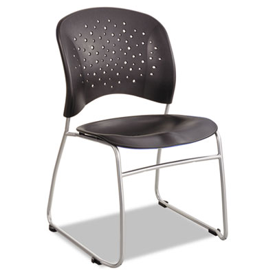 Safco® Reve Guest Chair with Sled Base, 19.75" x 23.5" x 33.5", Black Seat, Black Back, Silver Base, 2/Carton