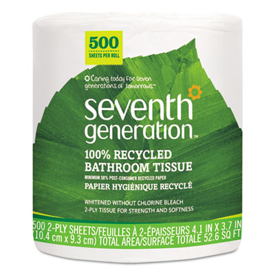 100% Recycled Jumbo Roll Bathroom Tissue, 2-Ply, White, 500/Roll