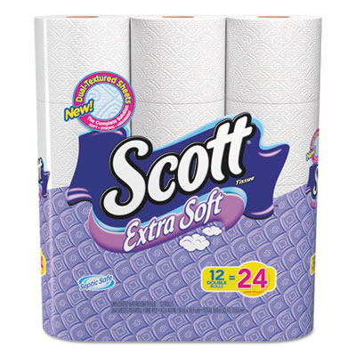 SCOTT Extra Soft Bathroom Tissue, White, 1-Ply, 264 Sheets/Roll,
