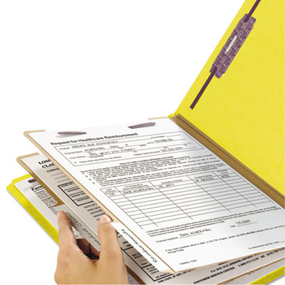 Pressboard Classification Folders, Legal, Six-Section, Yellow, 10/Box