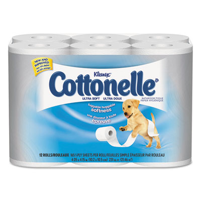 KLEENEX COTTONELLE Ultra Soft Bath Tissue, 1-Ply, 165 Sheets/Rol