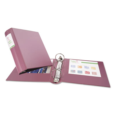Heavy-Duty Binder with Round Rings, 3" Capacity, Mauve