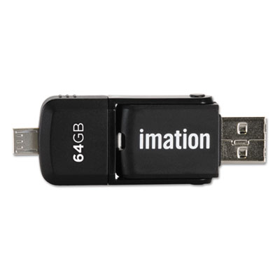 2-in-1 Micro USB Flash Drive, 64GB, Black