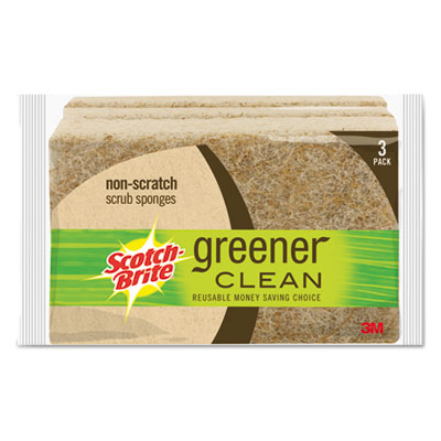Greener Clean Non-Scratch Scrub Sponge, 4 1/2 x 2 4/5, 3/Pack