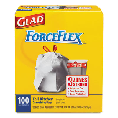 ForceFlex Tall Kitchen Drawstring Bags, 13 gal, .90mil, 24x25 1/