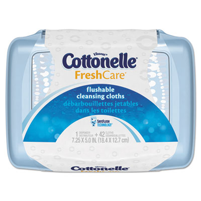Fresh Care Flushable Cleansing Cloths, White, 3.75 x 5.5, 42/Pac