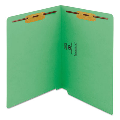 Two-Inch Capacity Fastener Folders, Straight Tab, Letter, Green, 50/Box
