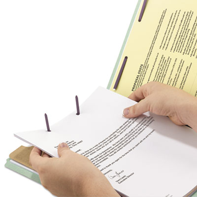 Pressboard End Tab Classification Folder, Legal, 4-Section, Gray/Green, 10/Box