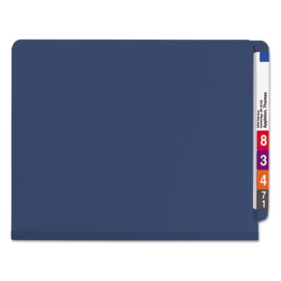 Pressboard End Tab Classification Folders, Letter, 6-Section, Dark Blue, 10/Box