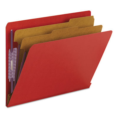 Pressboard End Tab Folders, Letter, Six-Section, Bright Red, 10/Box