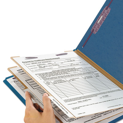 Pressboard Classification Folders, Legal, Six-Section, Dark Blue, 10/Box