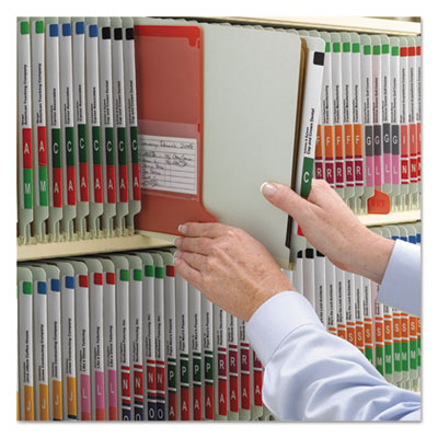Pressboard End Tab Classification Folder, Letter, 8-Section, Gray/Green, 10/Box