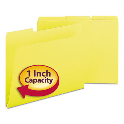 Recycled Folders, One Inch Expansion, 1/3 Top Tab, Letter, Yellow, 25/Box<br />91-SMD-21562