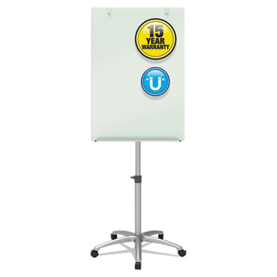 Quartet® Infinity Glass Mobile Presentation Easel, 36" x 24", White Surface, Black/Gray Metal/Plastic Frame