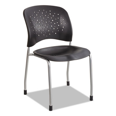 Safco® Reve Guest Chair with Straight Legs, 19" x 24.5" x 33.5", Black Seat, Black Back, Silver Base, 2/Carton