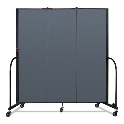 Screenflex® Portable Room Divider, 5 ft 9" x 0.75" x 6 ft, Vinyl/Fiberglass/Steel, Blue