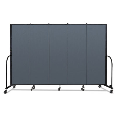 Screenflex® Portable Room Divider, 9 ft 5" x 0.75" x 6 ft, Vinyl/Fiberglass/Steel, Blue