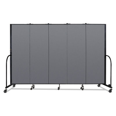 Screenflex® Portable Room Divider, 9 ft 5" x 0.75" x 6 ft, Vinyl/Fiberglass/Steel, Gray
