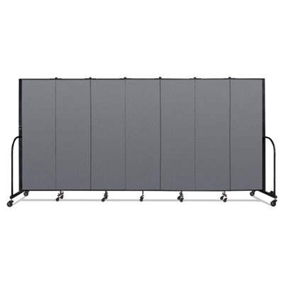 Screenflex® Portable Room Divider, 13 ft 1" x 0.75" x 6 ft, Vinyl/Fiberglass/Steel, Gray