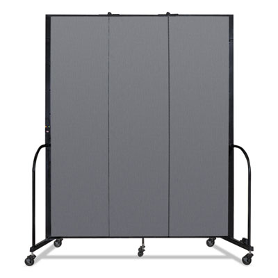 Screenflex® Portable Room Divider, 5 ft 9" x 0.75" x 7 ft 4", Vinyl/Fiberglass/Steel, Gray