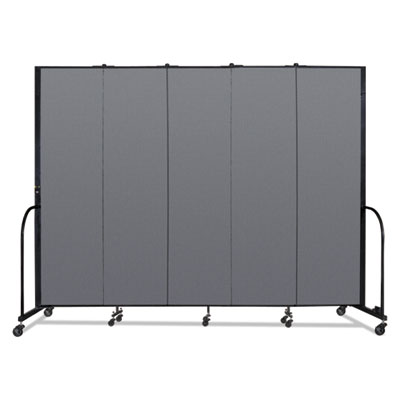 Screenflex® Portable Room Divider, 9 ft 5" x 0.75" x 7 ft 4", Vinyl/Fiberglass/Steel, Gray