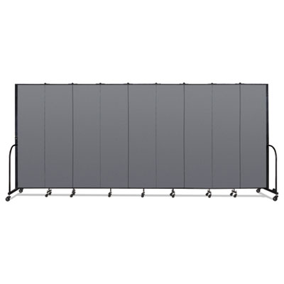 Screenflex® Portable Room Divider, 16 ft 9" x 0.75" x 7 ft 4", Vinyl/Fiberglass/Steel, Gray