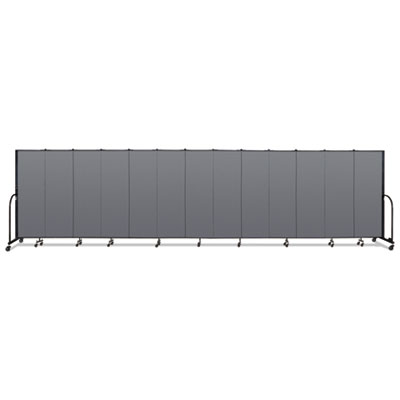 Screenflex® Portable Room Divider, 24 ft 1" x 0.75" x 6 ft, Vinyl/Fiberglass/Steel, Gray
