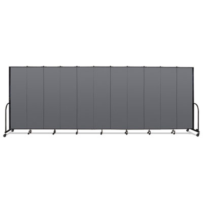 Screenflex® Portable Room Divider, 20 ft 5" x 0.75" x 7 ft 4", Vinyl/Fiberglass/Steel, Gray