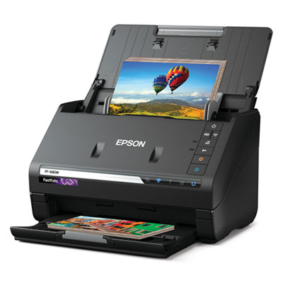 Epson® FastFoto FF-680W Wireless High-Speed Photo and Document Scanning System, 600 dpi Optical Resolution, 100-Sheet Duplex ADF